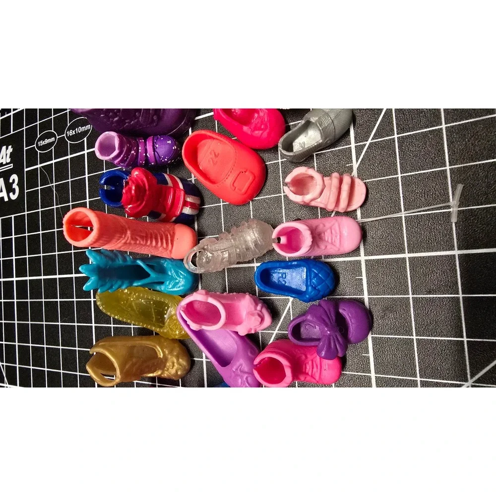 Mixed Mismatched Doll Shoes Lot Heels Sneakers Boots Flats Assorted Colors 30+
